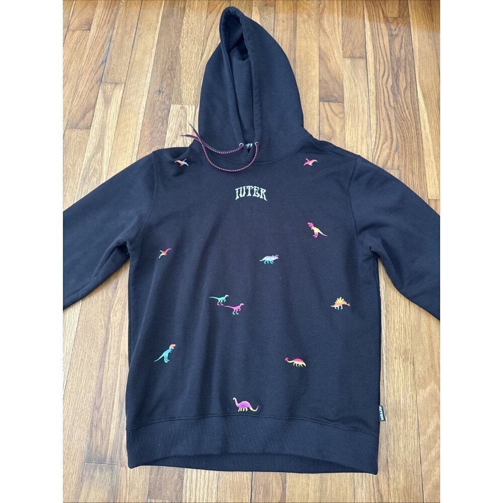 Iuter Made In Italy Men's Hoodie Black Dino Park Size S - Picture 3 of 7